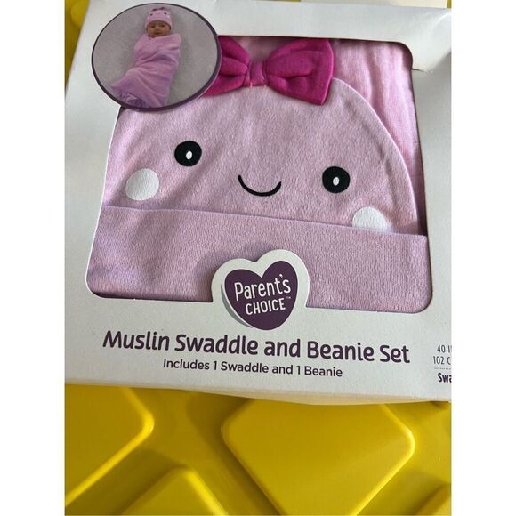 Muslin Swaddle And Beanie Set NEW 100% Cotton - Picture 2 of 7